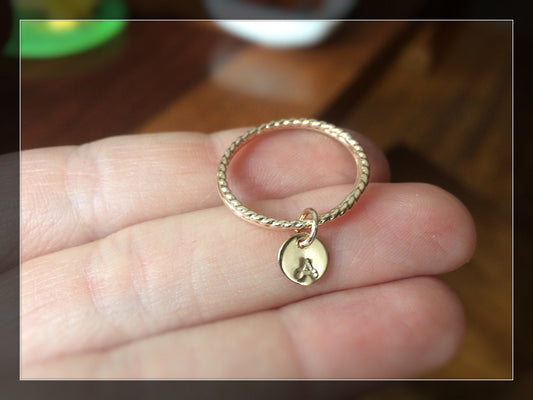 Modern Gold/Sterling Initial Set, Initial Rings, Stacking Ring, Personalized, Stacking Rings, Modern Rings, Disc Inital Rings, Charm Ring