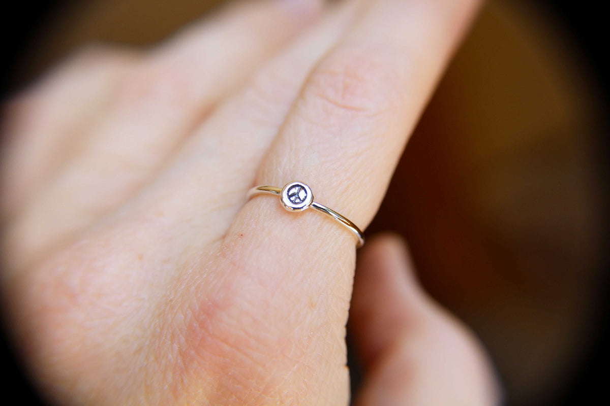 Peace Sign Ring, Peace, Peace Jewelry, Metalwork, Minimalist, Boho Hippie Fashion, Friendship, Gift, Small Peace Sign Ring