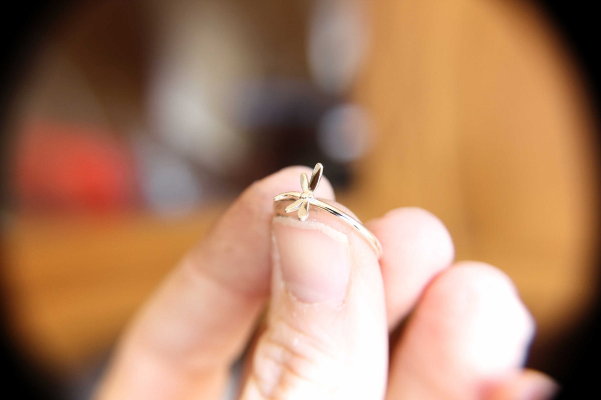 Dragonfly Ring, Sterling Silver Dragonfly Ring, Dragonfly Stacking Ring, Dragonfly Jewelry, Minimalist Insect Ring, Insect Jewelry, Gift