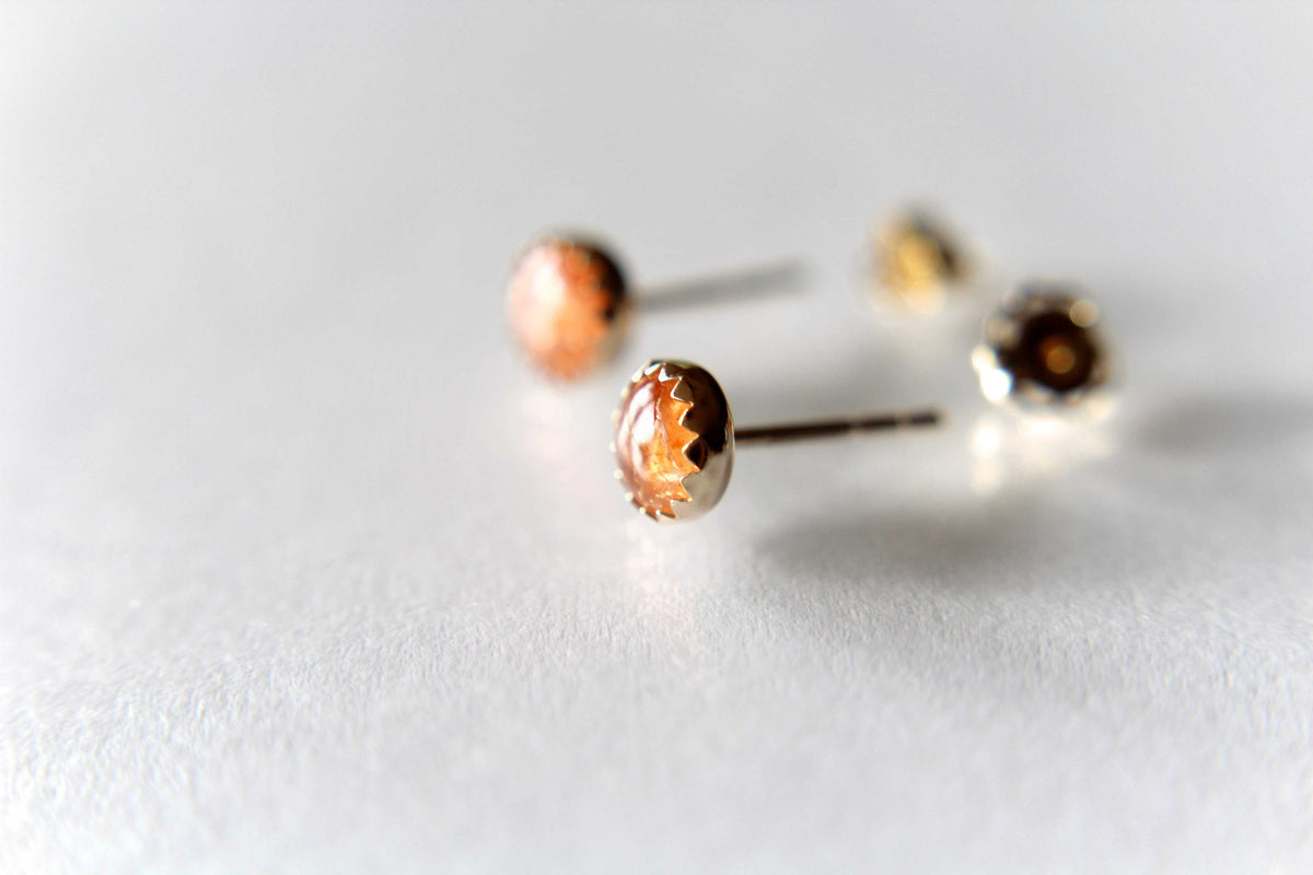 Sunstone Earrings, Gold Earrings, 14kt Earrings, Lux Sunstone Earrings, Gemstone Earrings, 5mm Sunstone Earrings, Post Earrings, Gift