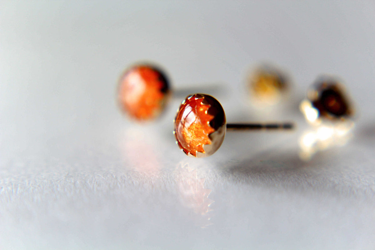 Sunstone Earrings, Gold Earrings, 14kt Earrings, Lux Sunstone Earrings, Gemstone Earrings, 5mm Sunstone Earrings, Post Earrings, Gift