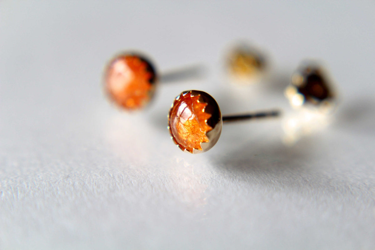 Sunstone Earrings, Gold Earrings, 14kt Earrings, Lux Sunstone Earrings, Gemstone Earrings, 5mm Sunstone Earrings, Post Earrings, Gift