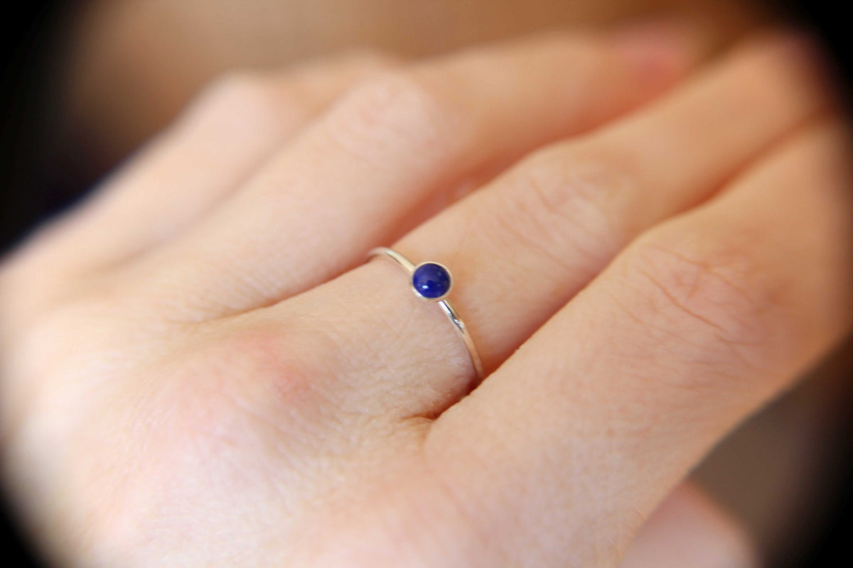 Lapis Ring, Lapis Stacking Ring, Tiny Lapis Ring, Gemstone Ring, Lapis Lazuli Ring, Gemstone Stacking Ring, Blue, Lapis Lazuli Stone, Gift