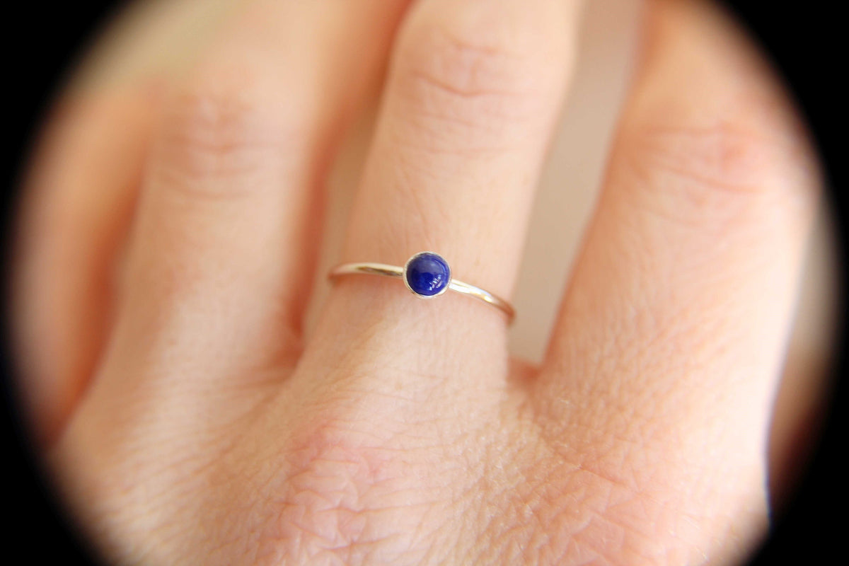 Lapis Ring, Lapis Stacking Ring, Tiny Lapis Ring, Gemstone Ring, Lapis Lazuli Ring, Gemstone Stacking Ring, Blue, Lapis Lazuli Stone, Gift