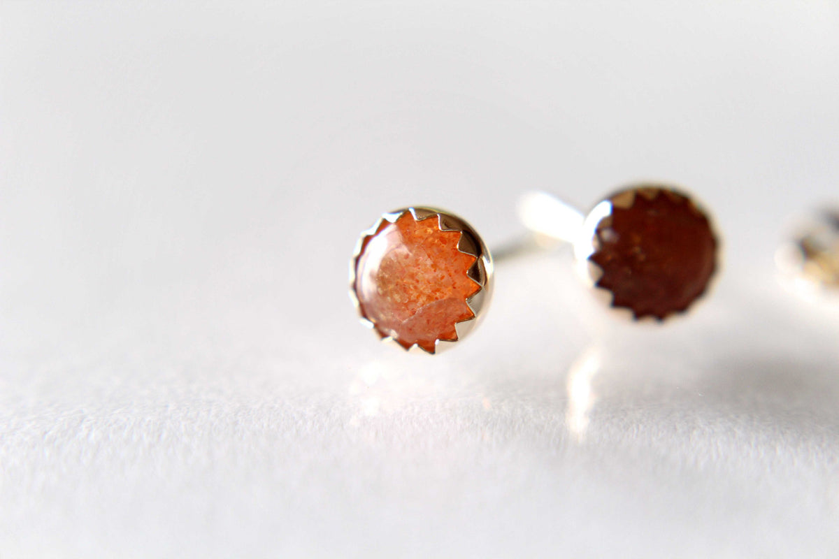 Sunstone Earrings, Gold Earrings, 14kt Earrings, Lux Sunstone Earrings, Gemstone Earrings, 5mm Sunstone Earrings, Post Earrings, Gift