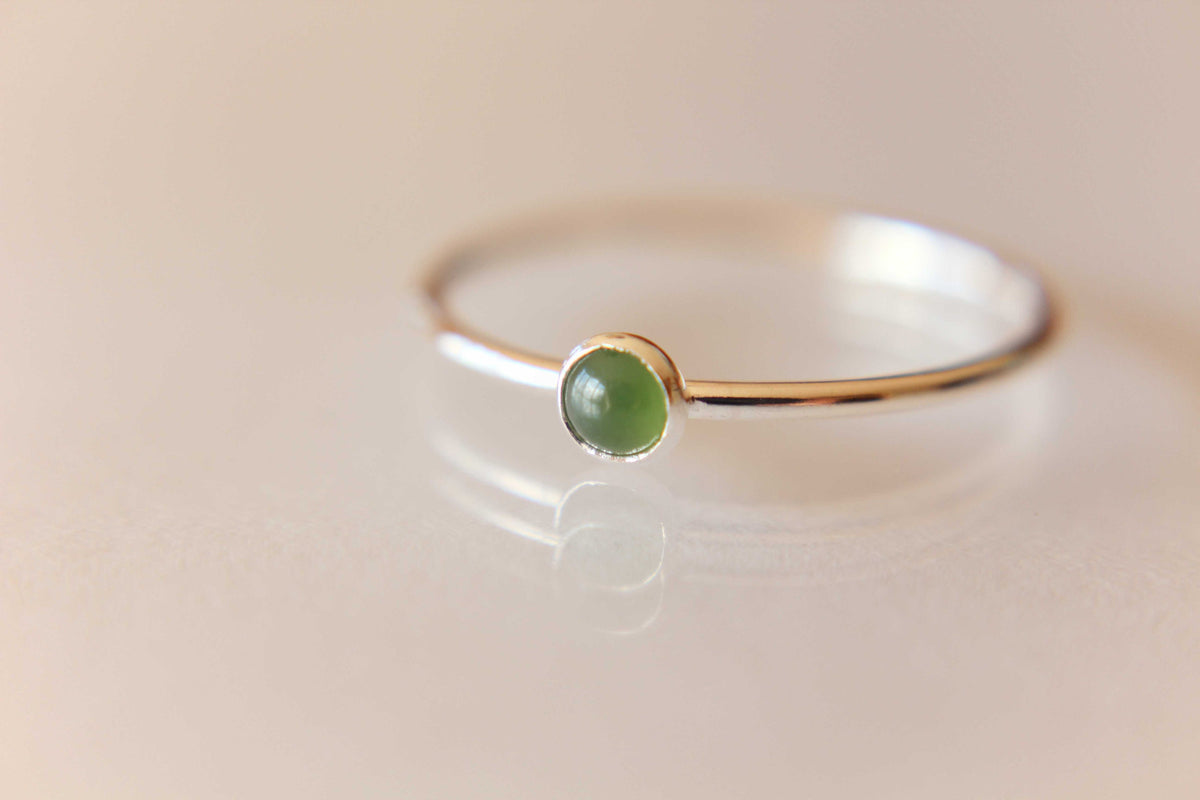 Tiny Jade Ring, Gemstone Ring, Green Jade Ring, Green, Modern, Simple, Everyday, Gift, Gemstone Jewelry, Natural Stone, Simple Ring