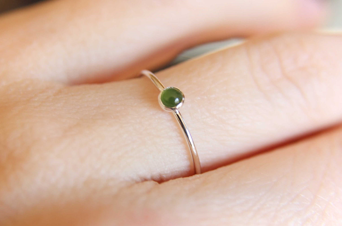 Tiny Jade Ring, Gemstone Ring, Green Jade Ring, Green, Modern, Simple, Everyday, Gift, Gemstone Jewelry, Natural Stone, Simple Ring