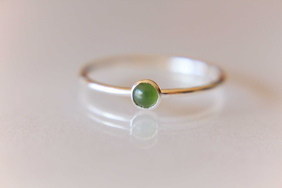 Tiny Jade Ring, Gemstone Ring, Green Jade Ring, Green, Modern, Simple, Everyday, Gift, Gemstone Jewelry, Natural Stone, Simple Ring