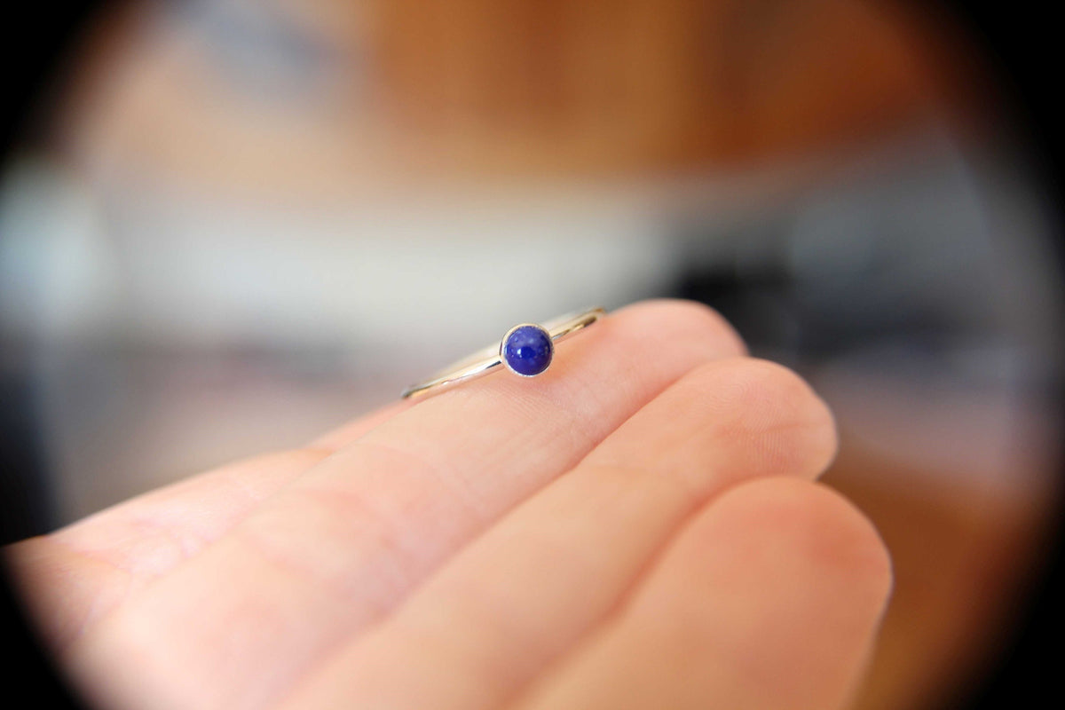 Lapis Ring, Lapis Stacking Ring, Tiny Lapis Ring, Gemstone Ring, Lapis Lazuli Ring, Gemstone Stacking Ring, Blue, Lapis Lazuli Stone, Gift