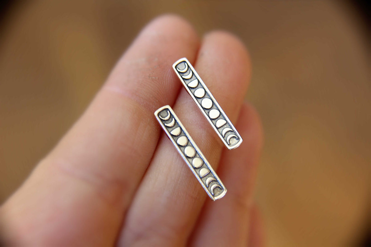 Moon Phase Earrings, Moon Phase Jewelry, Moon Phase, Silver Moon Phase Earrings, Silver Moon Jewelry, Moon Stud Earrings, Moon Child, Gift
