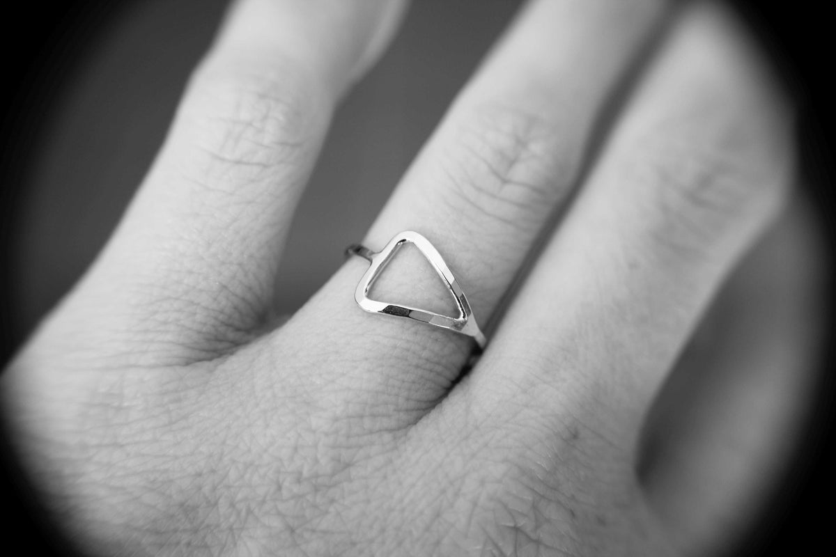 Triangle Ring, Silver Triangle Ring, Open Triangle Ring, Minimalist Ring, Open Triangle Rings, Sideways Triangle, Ring, Unique, Gift
