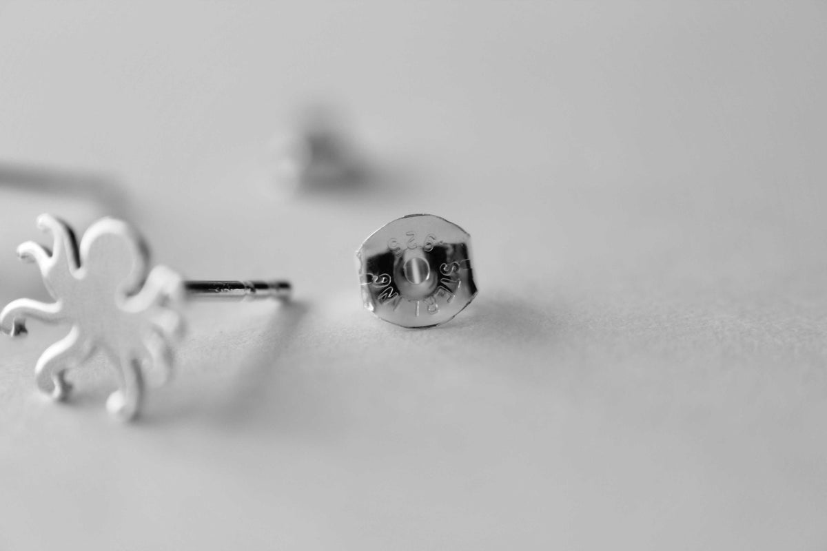 Octopus Stud Earrings, Sterling Silver Octopus Earrings, Minimalistic Tiny Octopus earrings, Squid Jewelry, Squid Earrings, Ocean Jewelry