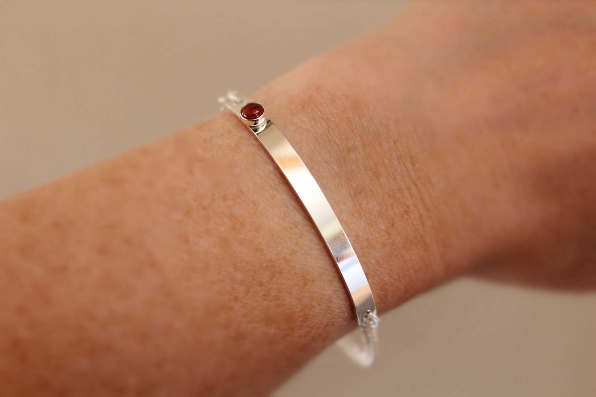Birthstone Bar Bracelet, Bar Bracelet, Birthstone Jewelry, Birthstone Nameplate Bracelet, Nameplate Bracelet, Silver Bar Bracelet, Gift