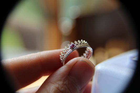 Ruby Crown Ring, Wedding Band, Engagement Ring, Princess Ring, Promise Ring, Simple Gift, Ruby Crown Ring, Ruby Birthstone, Genuine, Gift