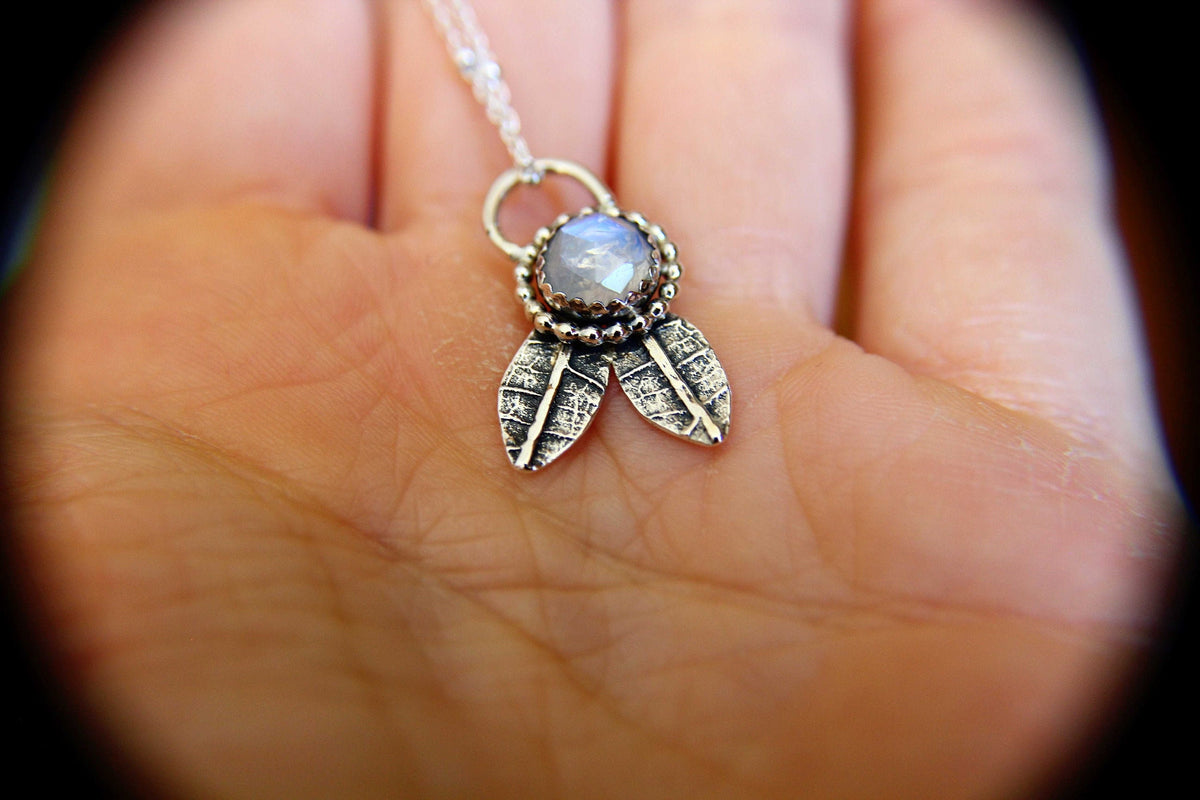 Moonstone Leaf Necklace, Leaf Necklace, Moonstone Necklace, Boho Leaf Necklace, Moonstone Jewelry, Nature Inspired Jewelry, Leaf Jewelry