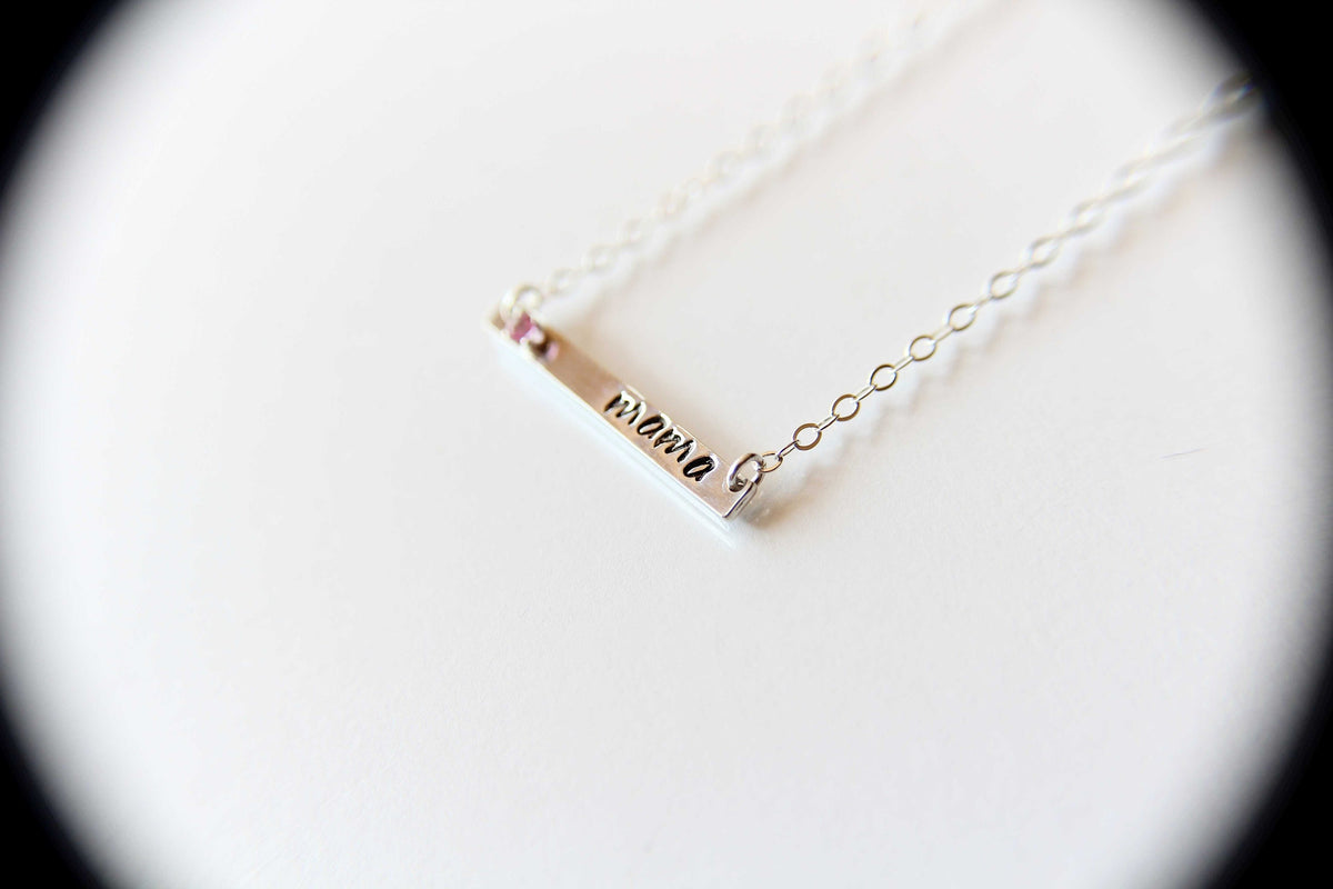 Mama Bar Necklace, Mama Birthstone Necklace, Mama Jewelry, Custom Bar Necklace, Birthstone Bar Necklace, Stamped Bar Necklace, Gift for Her