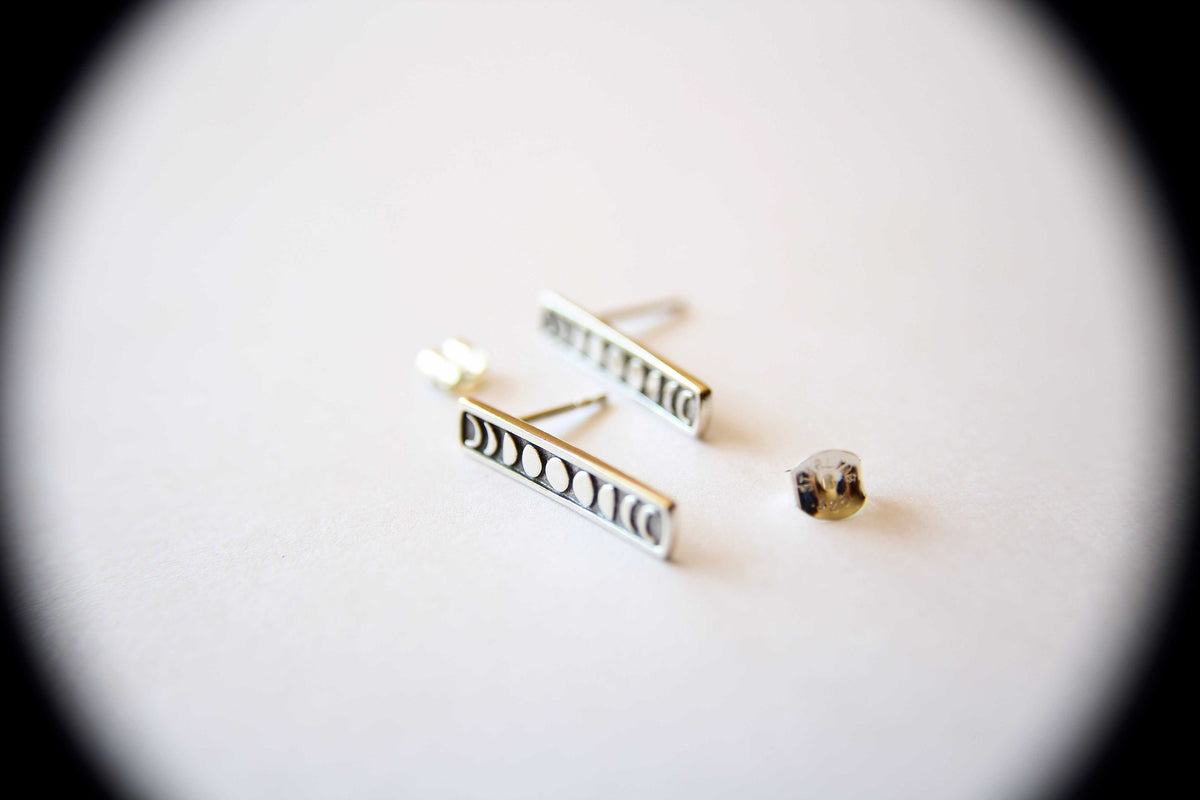 Moon Phase Earrings, Moon Phase Jewelry, Moon Phase, Silver Moon Phase Earrings, Silver Moon Jewelry, Moon Stud Earrings, Moon Child, Gift