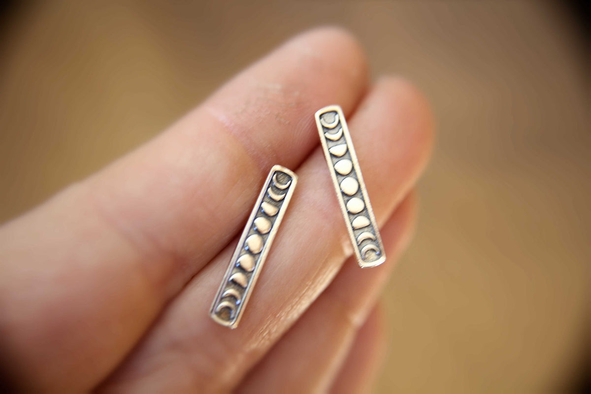 Moon Phase Earrings, Moon Phase Jewelry, Moon Phase, Silver Moon Phase Earrings, Silver Moon Jewelry, Moon Stud Earrings, Moon Child, Gift