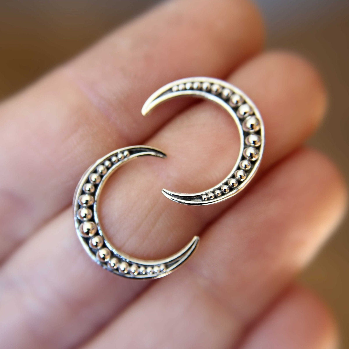 Crescent Moon Earrings, Crescent Earrings, Moon Stud Earrings, Crescent Stud Earrings, Beaded Moon Earrings, Boho Chic, Moon Jewelry, Gift