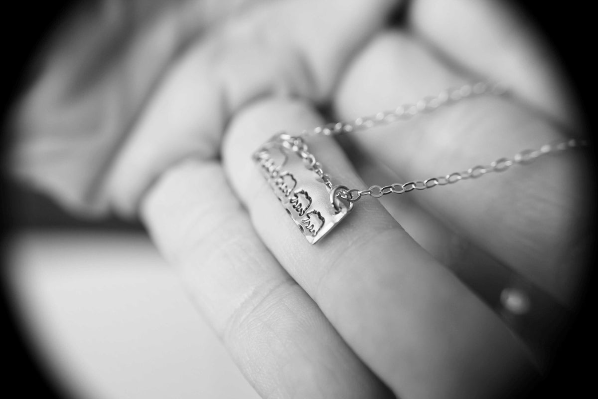 Mama Bear Necklace, Bar Mama Baby, Mothers Gift, Bear Cubs Mama Bear Jewelry Mama Bear Gift, Silver Hand Stamped Mother Necklace, Gift