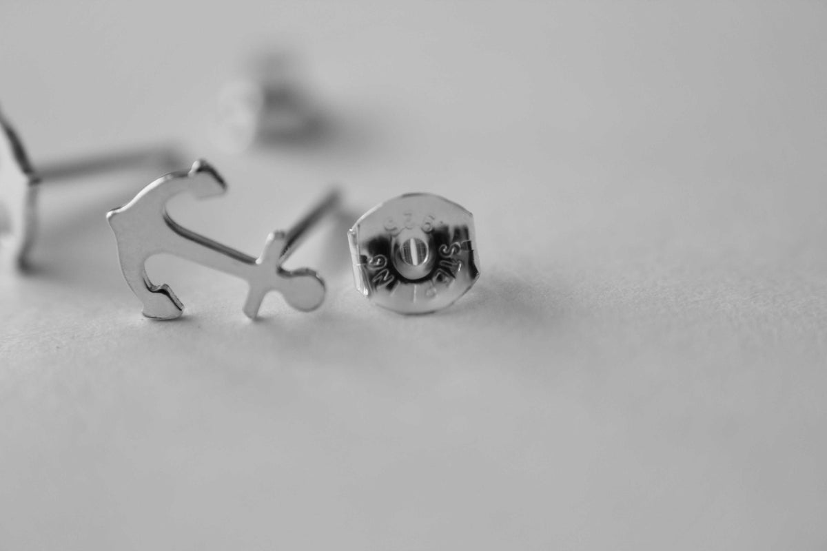 Sterling Silver Anchor Earrings, Anchor Stud Earrings, Tiny Sterling Silver Anchor Stud Earrings, Small Anchor Post Earrings, Tiny Anchor