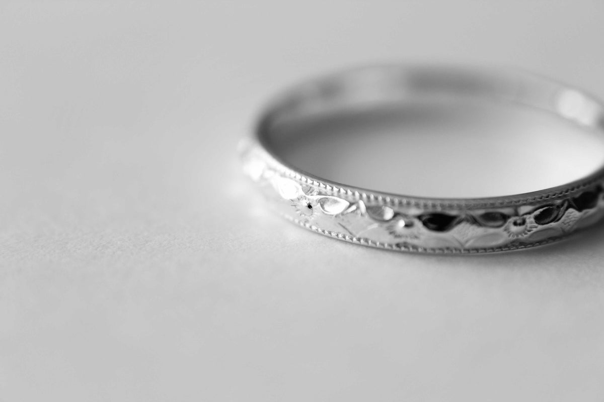Sterling Silver Flower Ring, Sterling Silver Floral Ring, Sterling Silver Floral Band, Silver Floral Ring, Simple Floral Ring,Floral Jewelry