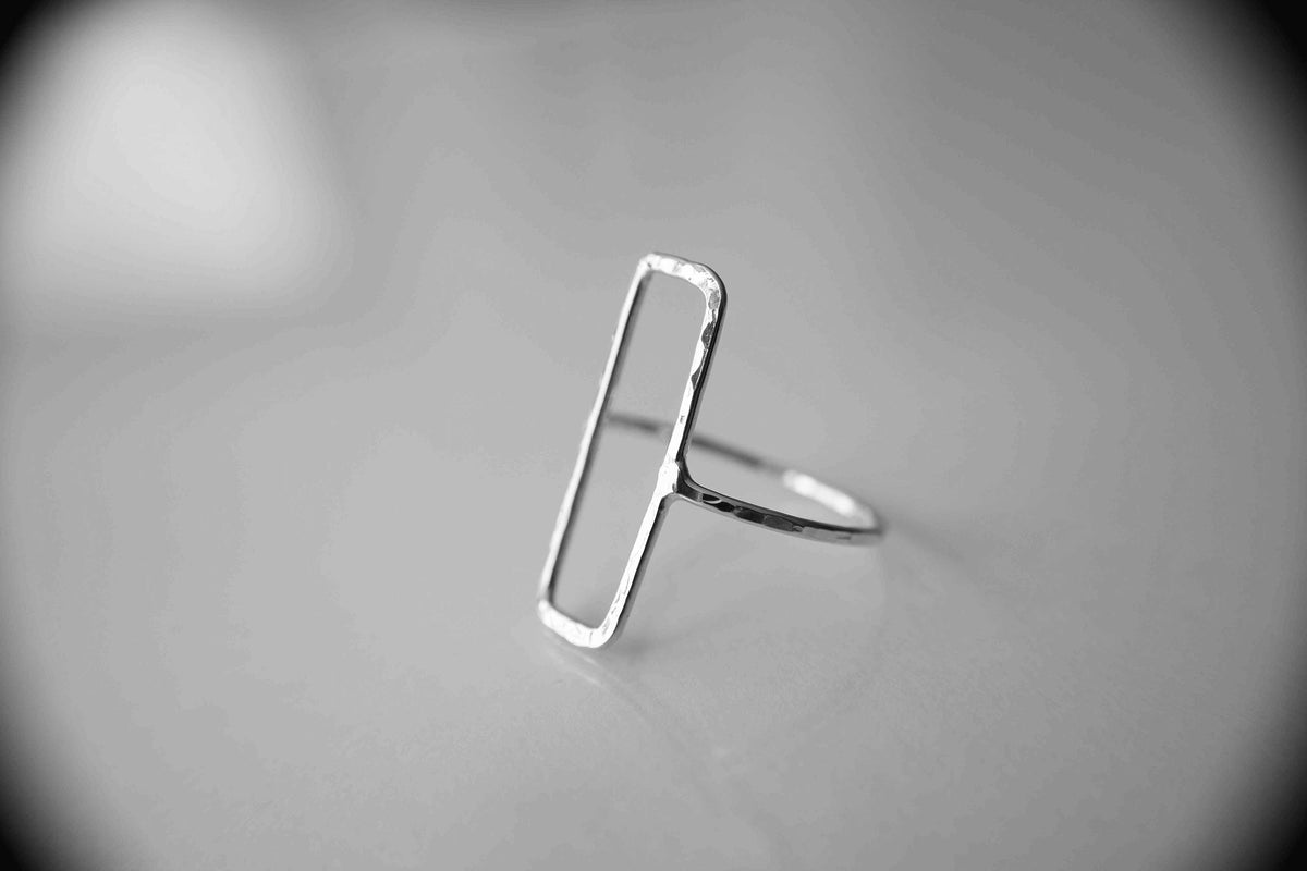 Rectangle Ring, Open Rectangle Ring, Long Modern Ring, Simple Open Ring, Rose Gold Ring, Open Rectangle Jewelry, Rectangle, Geometric Ring
