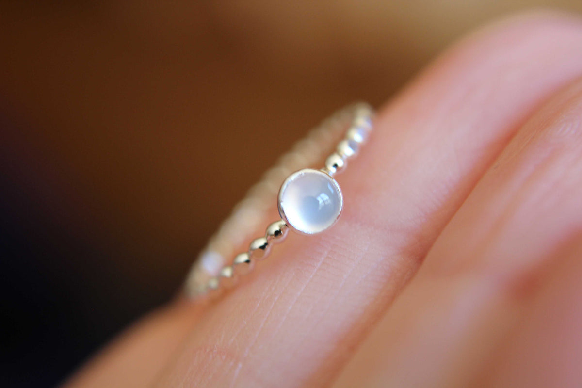Moonstone Stacking Ring, Moonstone Ring, Engagement Ring, June Birthstone, White Moonstone, Gemstone Stacking Ring, White, Moonstone, Gift