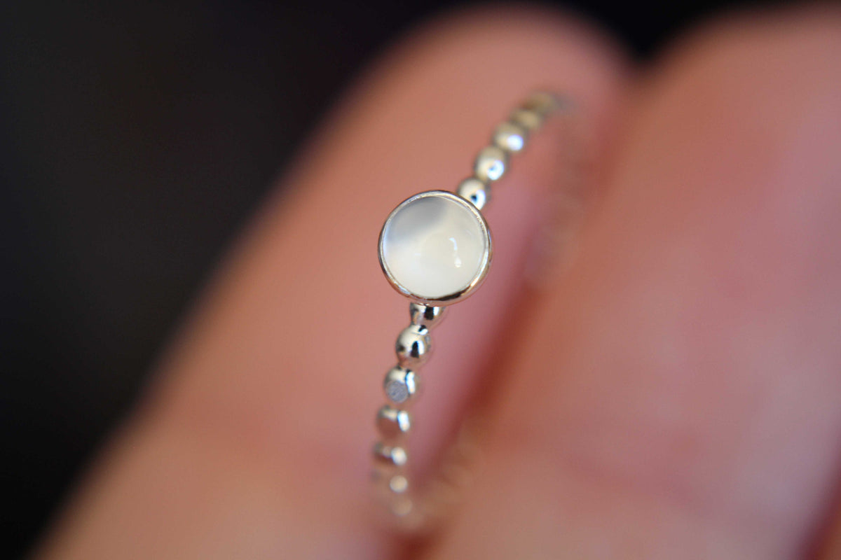 Moonstone Stacking Ring, Moonstone Ring, Engagement Ring, June Birthstone, White Moonstone, Gemstone Stacking Ring, White, Moonstone, Gift
