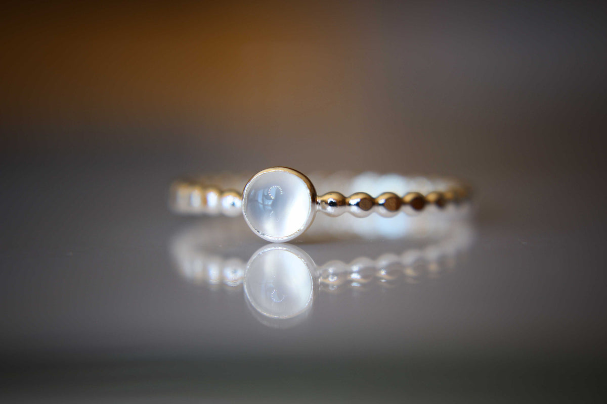 Moonstone Stacking Ring, Moonstone Ring, Engagement Ring, June Birthstone, White Moonstone, Gemstone Stacking Ring, White, Moonstone, Gift