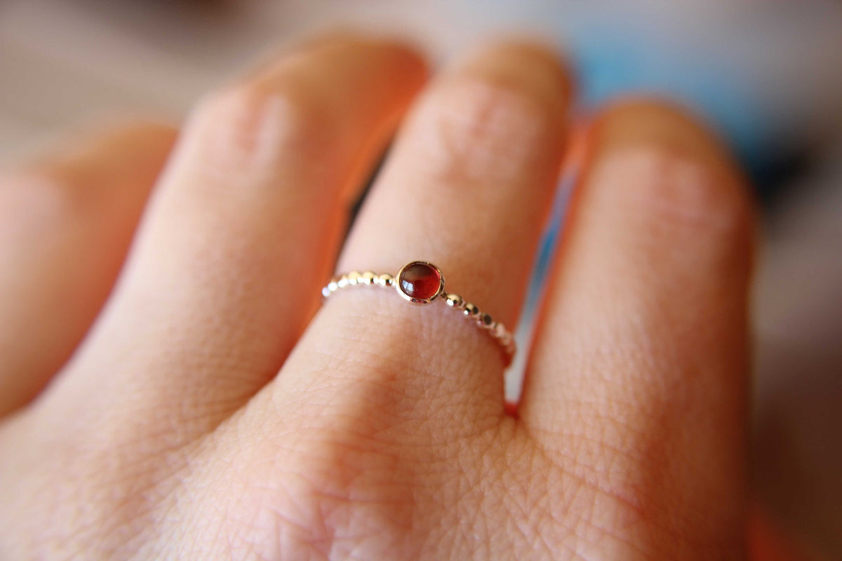Garnet Stacking Ring, Garnet Ring, Natural Gemstone Ring, January Birthstone, Garnet, Gemstone Stacking Ring, Red, Garnet Stone, Gift
