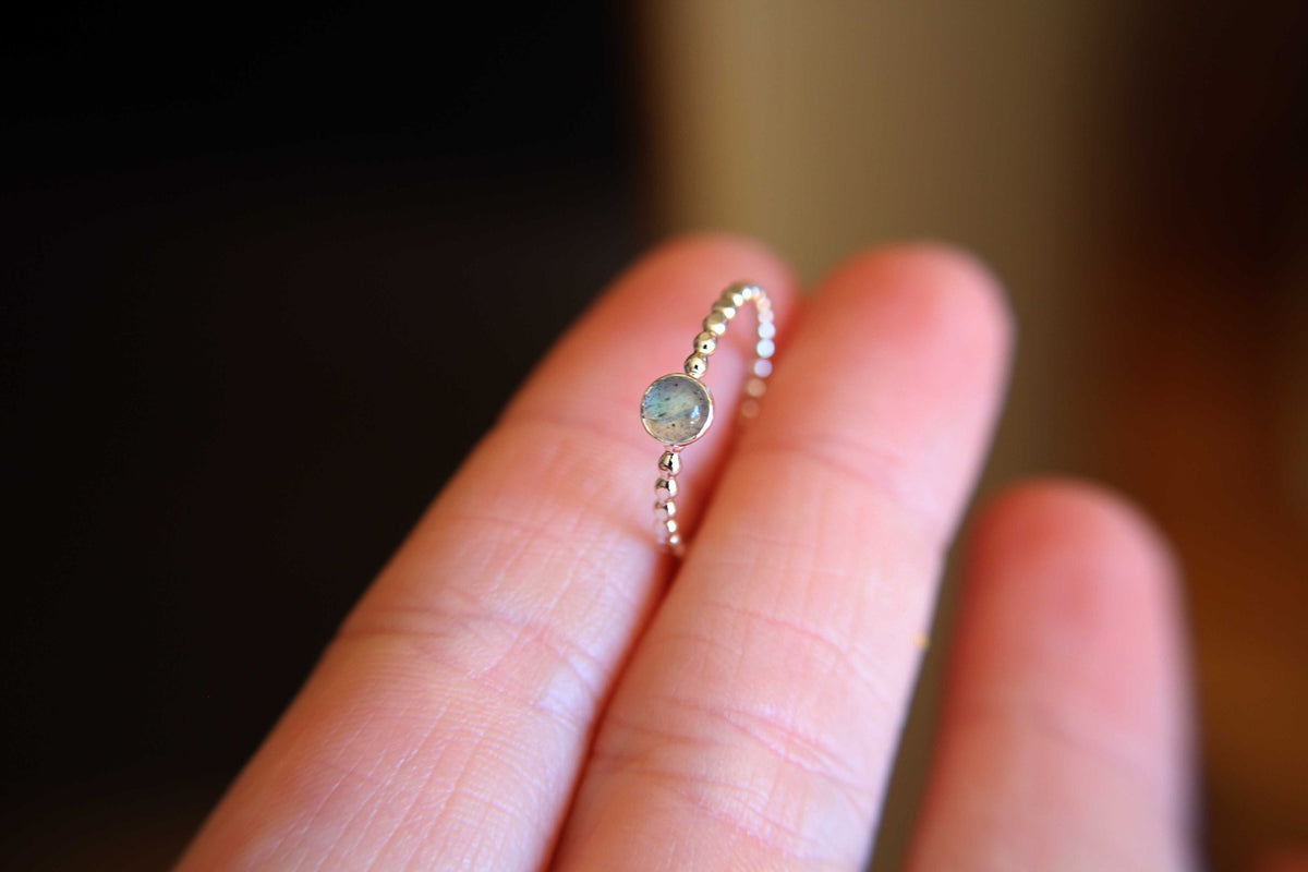 Beaded Labradorite Stacking Ring, Labradorite Ring, Natural Gemstone Ring, Labradorite, Gemstone Stacking Ring, Labradorite Gemstone
