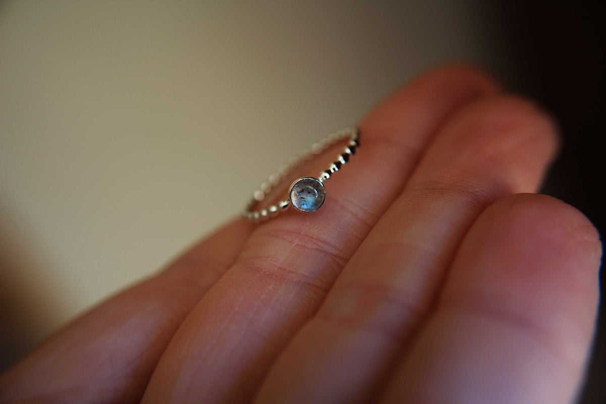 Beaded Labradorite Stacking Ring, Labradorite Ring, Natural Gemstone Ring, Labradorite, Gemstone Stacking Ring, Labradorite Gemstone