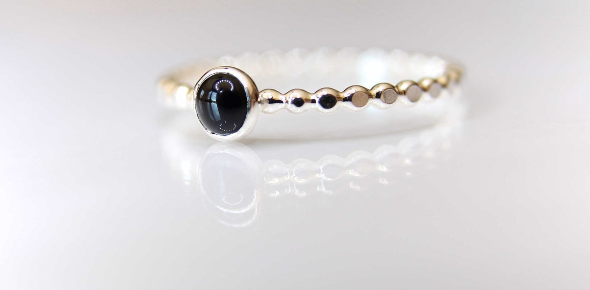 Black Onyx Stacking Ring, Onyx Ring, Natural Gemstone Ring, Yin and Yang, Onyx, Gemstone Stacking Ring, Black, Onyx Stone, Simple, Gift