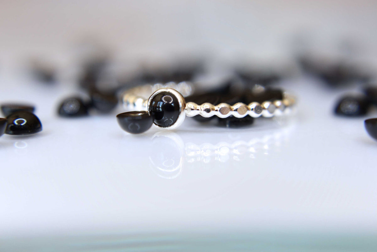 Black Onyx Stacking Ring, Onyx Ring, Natural Gemstone Ring, Yin and Yang, Onyx, Gemstone Stacking Ring, Black, Onyx Stone, Simple, Gift