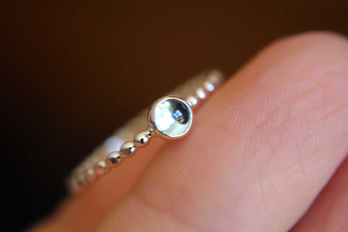 Blue Topaz Stacking Ring, Blue Topaz Ring, Beaded Ring, December Birthstone, Swiss Blue Topaz, Gemstone Stacking Ring, Blue, Topaz, Gift