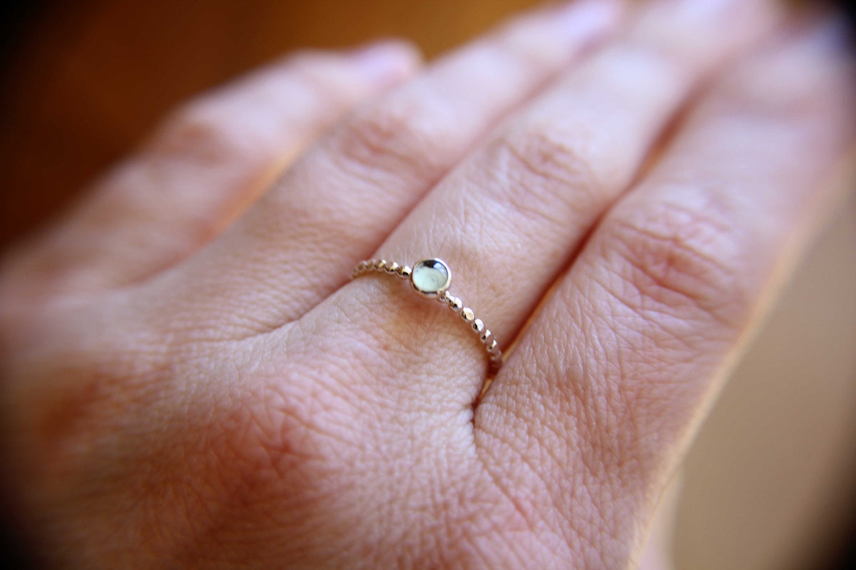 Blue Topaz Stacking Ring, Blue Topaz Ring, Beaded Ring, December Birthstone, Swiss Blue Topaz, Gemstone Stacking Ring, Blue, Topaz, Gift