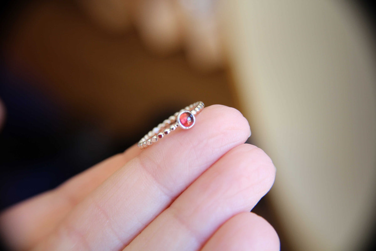 Garnet Stacking Ring, Garnet Ring, Natural Gemstone Ring, January Birthstone, Garnet, Gemstone Stacking Ring, Red, Garnet Stone, Gift