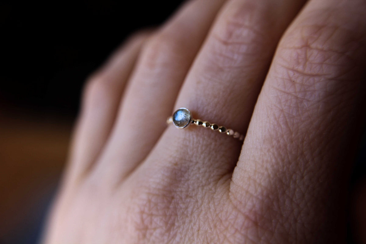 Beaded Labradorite Stacking Ring, Labradorite Ring, Natural Gemstone Ring, Labradorite, Gemstone Stacking Ring, Labradorite Gemstone