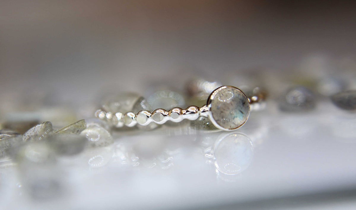 Beaded Labradorite Stacking Ring, Labradorite Ring, Natural Gemstone Ring, Labradorite, Gemstone Stacking Ring, Labradorite Gemstone
