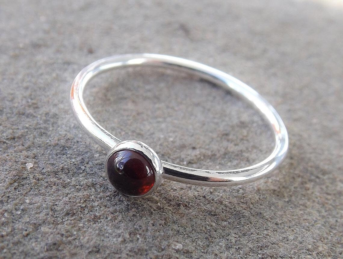 Garnet Stacking Ring, Garnet Ring, Natural Gemstone Ring, January Birthstone, Garnet, Gemstone Stacking Ring, Red, Garnet Stone, Gift