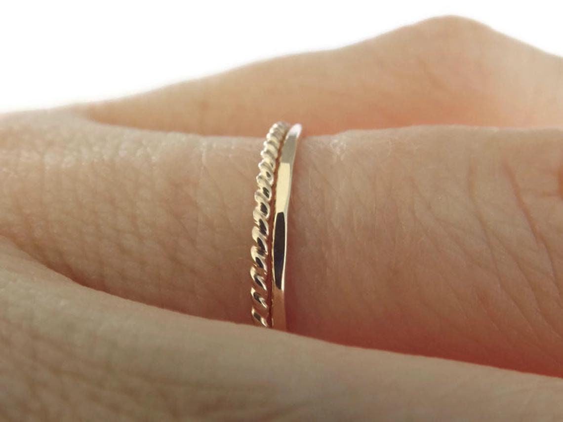 Simple Gold Stacking Set,Mixed Metals Ring Set,Textured Rings,Faceted Ring,Boho Ring Set,Stacking Rings,Boho Chic,Goldfilled or Sterling