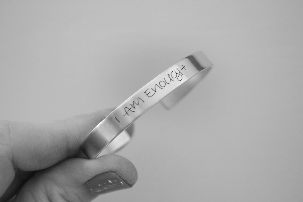 I Am Enough Bracelet, Inspirational Bracelet, Hand Stamped Jewelry, Cuff Bracelet, Friend Gift, Affirmation Bracelet, I Am Enough Jewelry