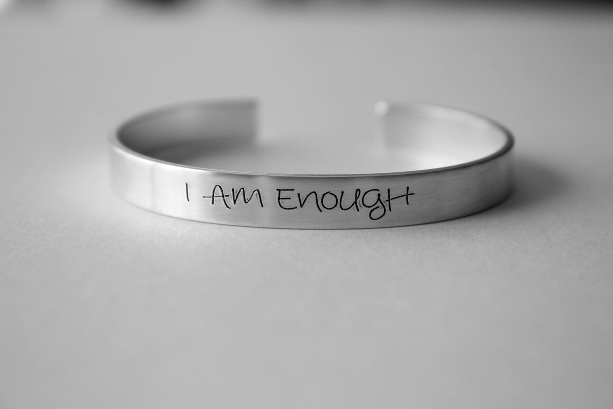 I Am Enough Bracelet, Inspirational Bracelet, Hand Stamped Jewelry, Cuff Bracelet, Friend Gift, Affirmation Bracelet, I Am Enough Jewelry