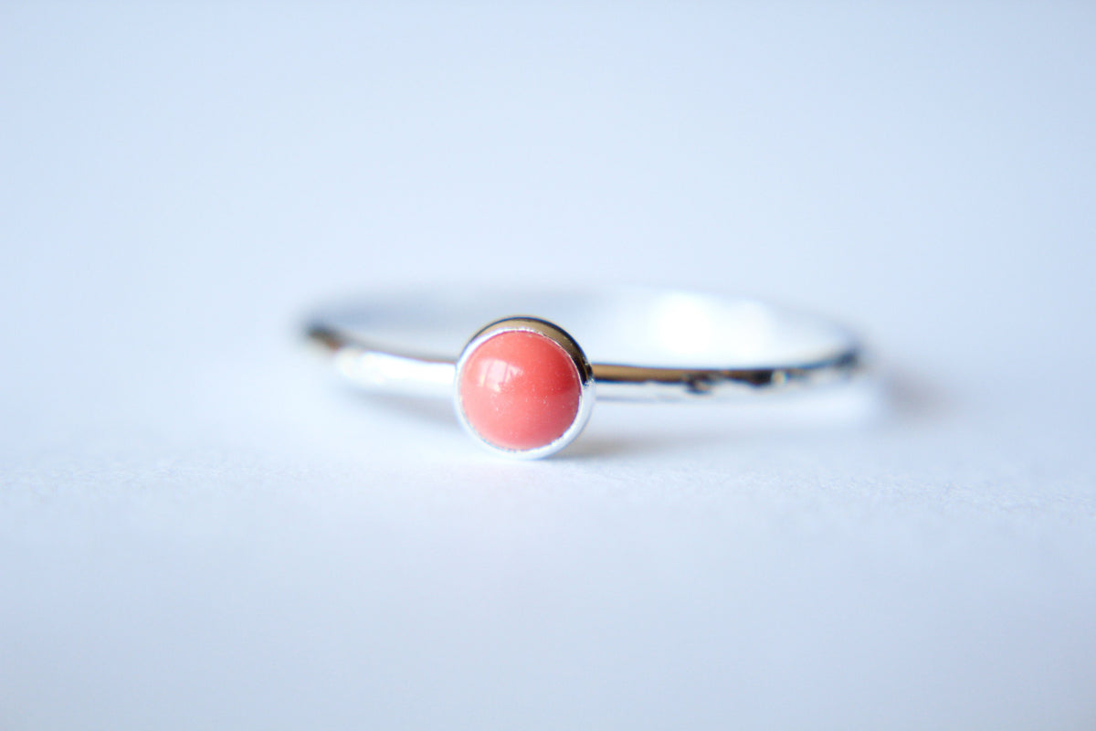 Coral Stacking Ring, Coral Ring, Natural Gemstone Ring, Coral, Gemstone Stacking Ring, Coral Gemstone, Coral Jewelry, Gift