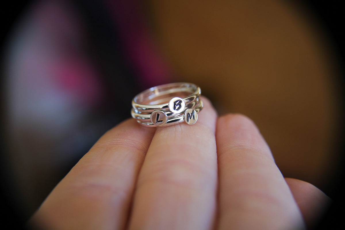 Initial Ring, Personalized Stacking Rings, Personalized Rings, Stacking Rings, Letter Ring, Mother's Ring, Number Rings, Alphabet Ring, Gift