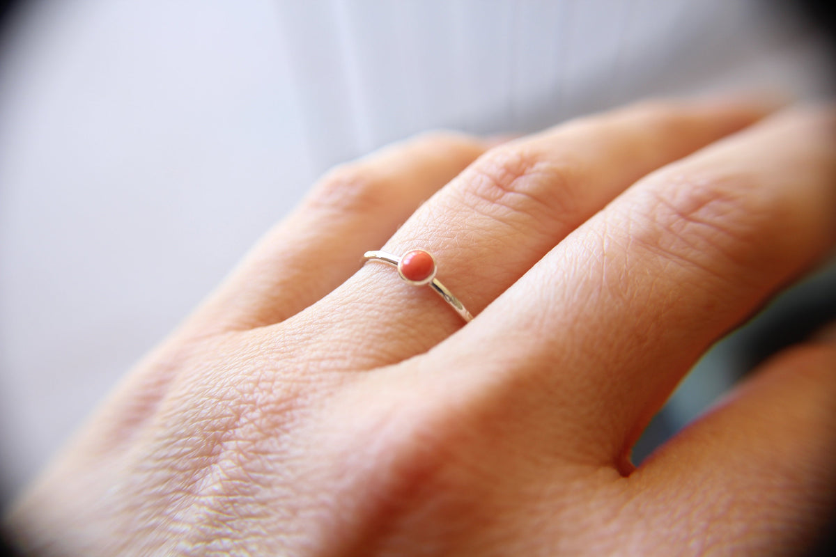 Coral Stacking Ring, Coral Ring, Natural Gemstone Ring, Coral, Gemstone Stacking Ring, Coral Gemstone, Coral Jewelry, Gift