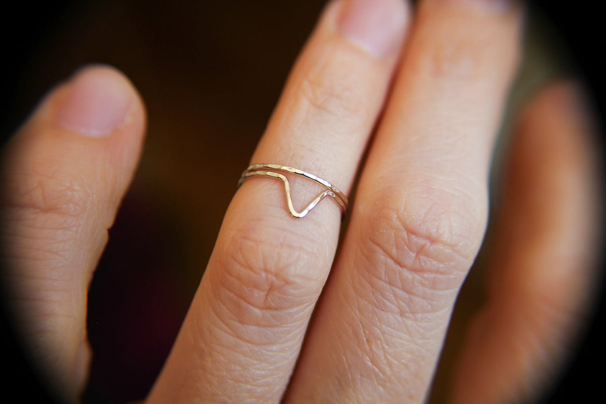 Skinny Gold Chevron Knuckle Ring Set, Chevron Rings, above knuckle rings, Knuckle Rings, Toe Ring, Ring, Rose/Yellow Goldfilled Knuckle Ring