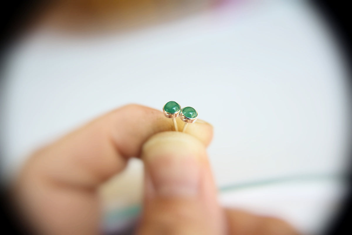 Emerald Earrings, Gemstone Earrings, Sterling Earrings, Post Earrings, Green Post Earrings, Small Earrings, Minimalist Earrings, Gift