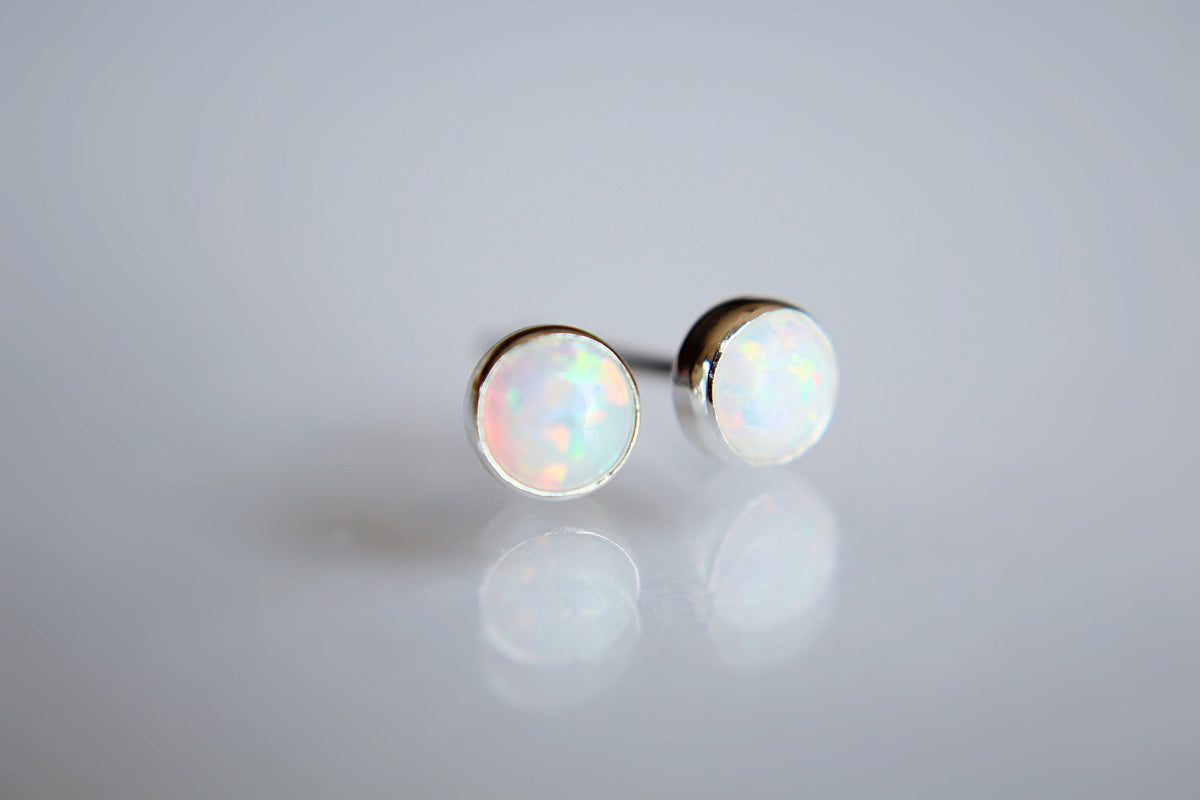 Opal Earrings, Gemstone Earrings, Sterling Earrings, Post Earrings, Opal Post Earrings, Small Opal Earrings, Minimalist Earrings, Gift